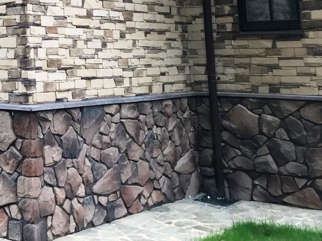 отделка фасада и цоколя дома камнем