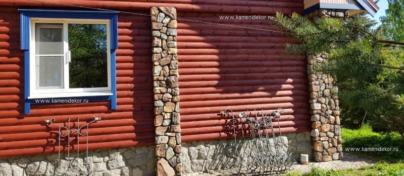 облицовка стен деревянного дома декоративным камнем