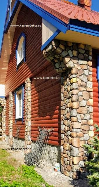 облицовка стен деревянного дома декоративным камнем